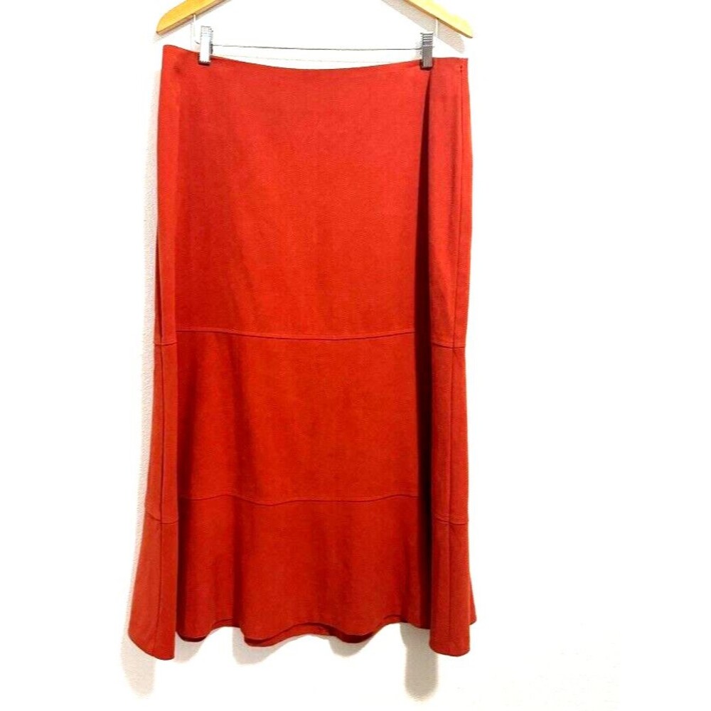 LAURA SCOTT-WOMEN ORANGE/RED JEWEL BELT BOHEMIAN MAXI SKIRT SIZE 16 NO BELT